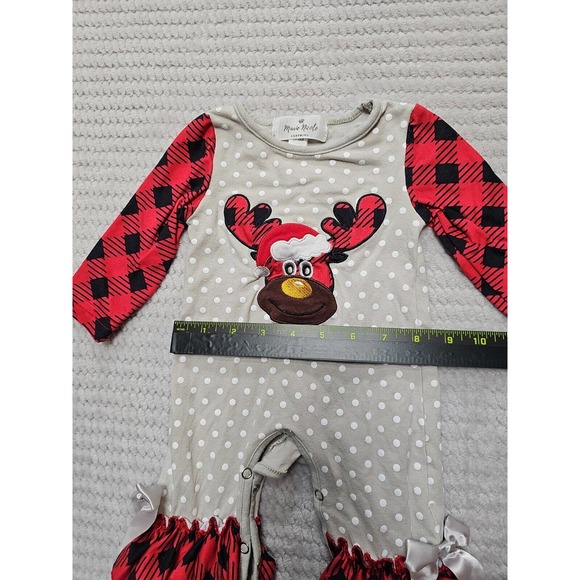Marie Nicole Clothing Romper Size 0/3 Months Christmas Moose Ruffled - Picture 3 of 6